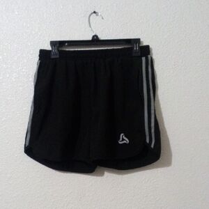 Silkworld‎ Womens Black Athletic Running Shorts Grey Side Stripe Size Medium